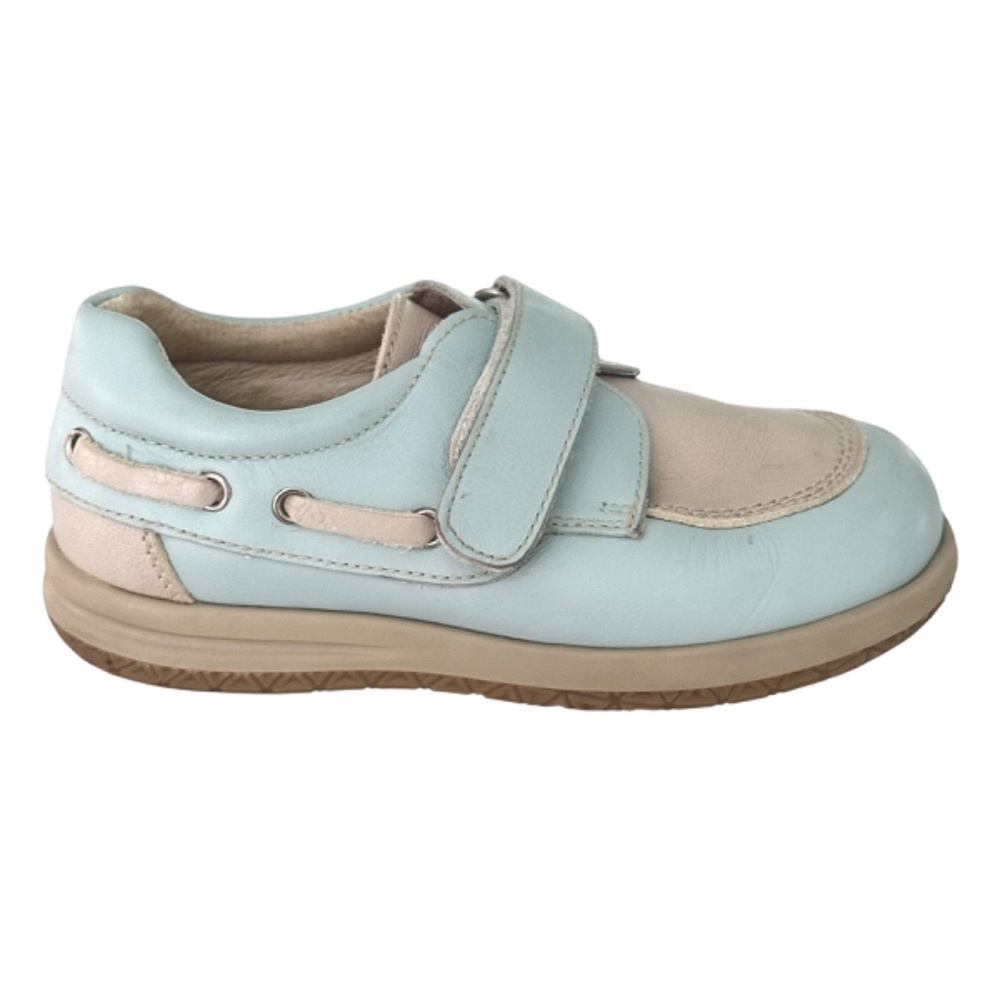 Andanines Leather Lt Blue & Taupe Boat Shoe Boys 8 (25)